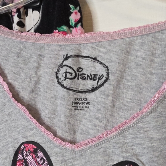 Disney Minnie Mouse Floral Pajama Set Gray and Black 2x - Picture 3 of 5